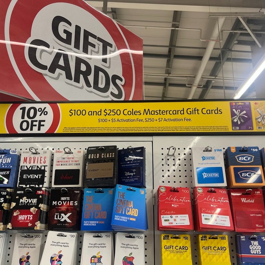 10% off $100 & $250 Mastercard Gift Cards ($4.50/$6.30 Activation Fee  Applies) @ Coles - OzBargain